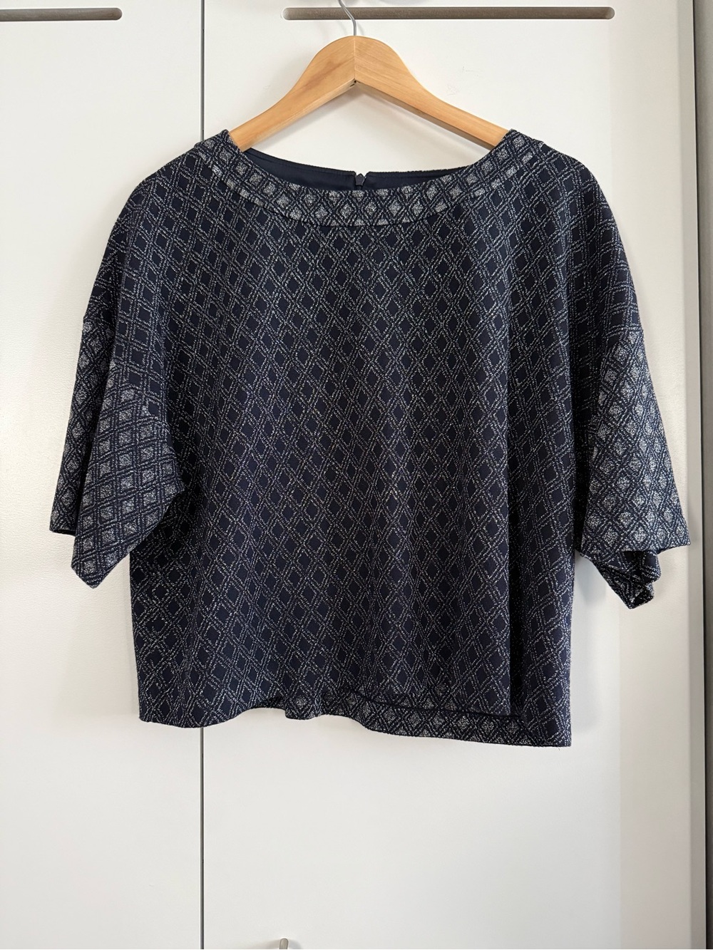 St. John Collection Elegant Midnight Shimmer Patterned Blouse